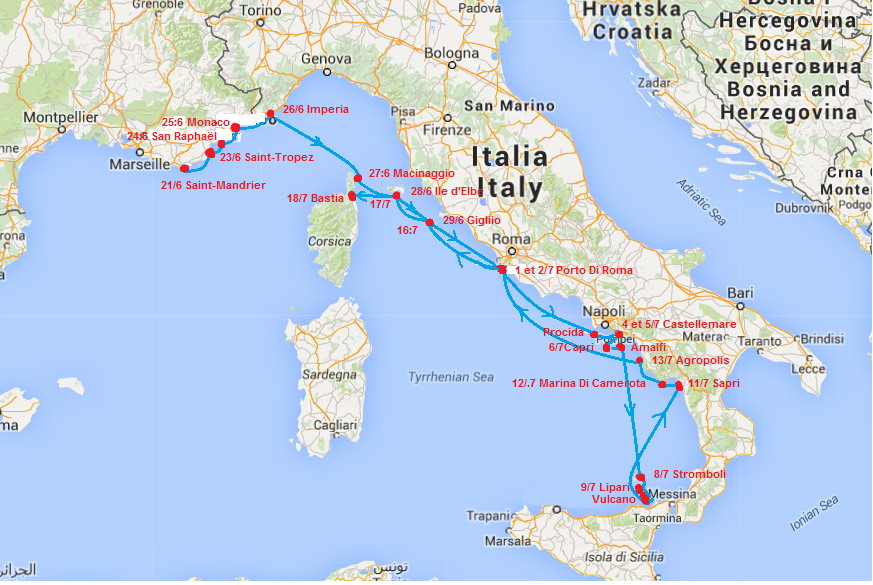 carte Italie avec étapes 3
